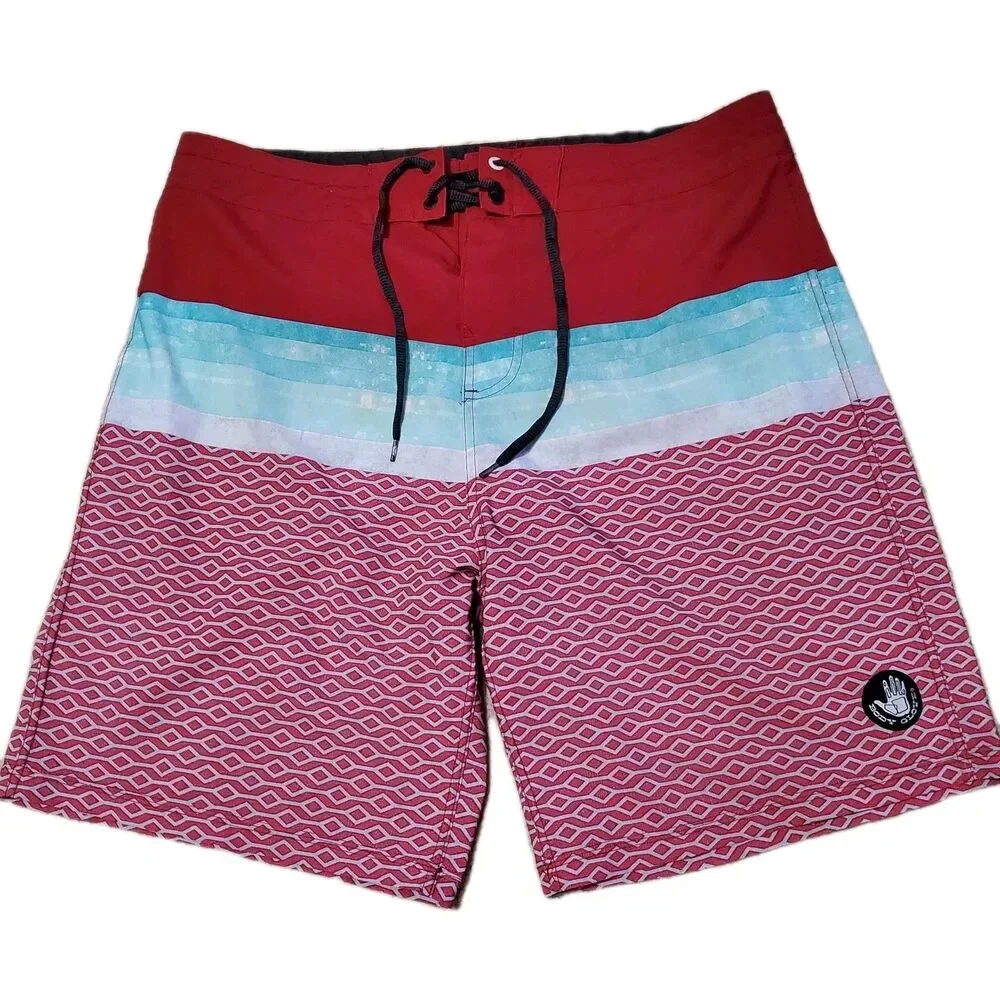 Body Glove Men's Vapor Red Blue Swim Trunks Board Shorts